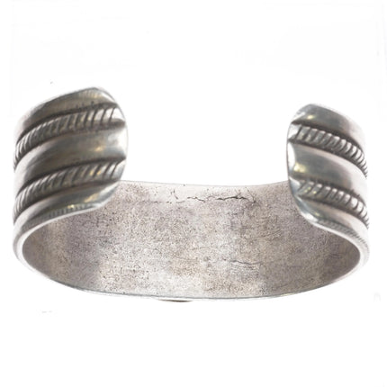 7.1" Heavy vintage Ingot silver southwest revival cuff bracelet with turquoise - Estate Fresh Austin