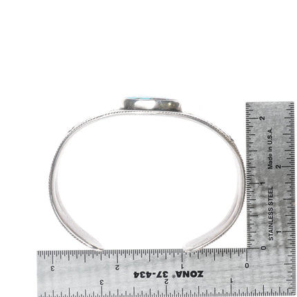 7.6" Heavy vintage Ingot silver southwest revival cuff bracelet with turquoise - Estate Fresh Austin