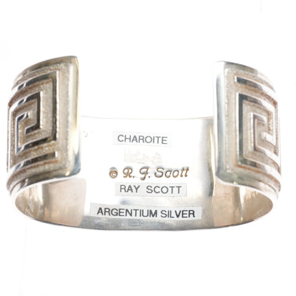 6.7" Heavy Ray Scott Navajo sterling silver purple Charoite cuff bracelet - Estate Fresh Austin