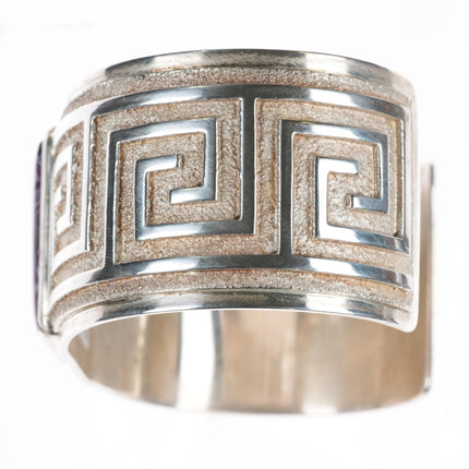 6.7" Heavy Ray Scott Navajo sterling silver purple Charoite cuff bracelet - Estate Fresh Austin