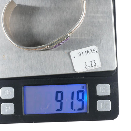 6.7" Heavy Ray Scott Navajo sterling silver purple Charoite cuff bracelet - Estate Fresh Austin