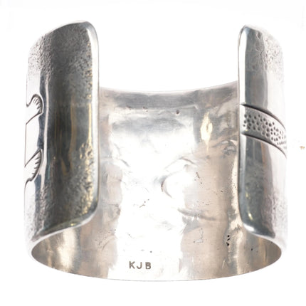 6.9" Kee Joe Benally Navajo Overlay Wide cuff bracelet - Kachina sterling silver - Estate Fresh Austin