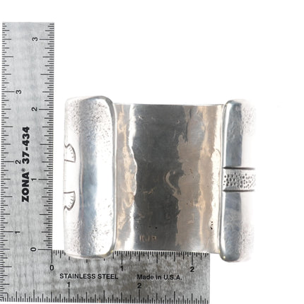 6.9" Kee Joe Benally Navajo Overlay Wide cuff bracelet - Kachina sterling silver - Estate Fresh Austin
