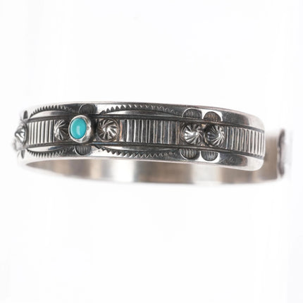 6.5" Kee Nataani Navajo sterling silver turquoise snake eye cuff bracelet - Estate Fresh Austin