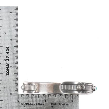 6.5" Kee Nataani Navajo sterling silver turquoise snake eye cuff bracelet - Estate Fresh Austin