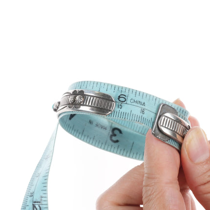 6.5" Kee Nataani Navajo sterling silver turquoise snake eye cuff bracelet - Estate Fresh Austin