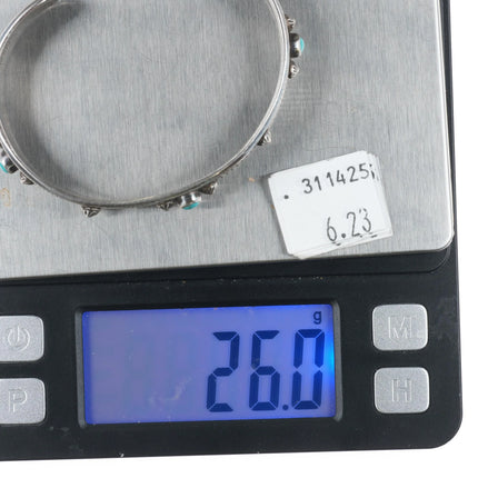 6.5" Kee Nataani Navajo sterling silver turquoise snake eye cuff bracelet - Estate Fresh Austin