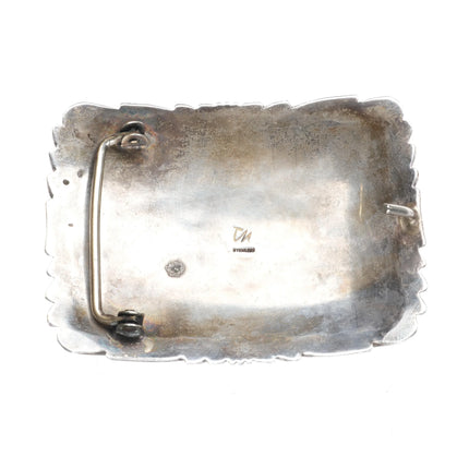 Large Vintage Navajo sterling silver nugget turquoise cluster belt buckle - Estate Fresh Austin