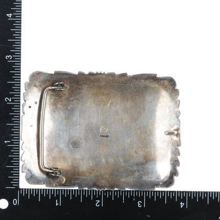 Large Vintage Navajo sterling silver nugget turquoise cluster belt buckle - Estate Fresh Austin