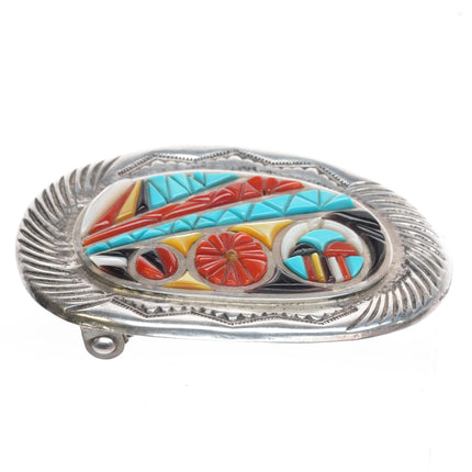 Valentino & Matilda Banteah Zuni sterling silver cobblestone inlay belt buckle - Estate Fresh Austin