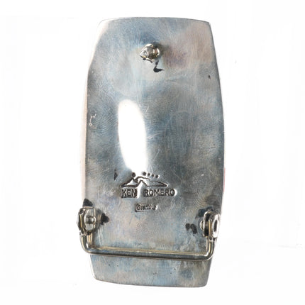 Ken Romero Taos/Laguna sterling silver cobblestone inlay belt buckle turquoise - Estate Fresh Austin