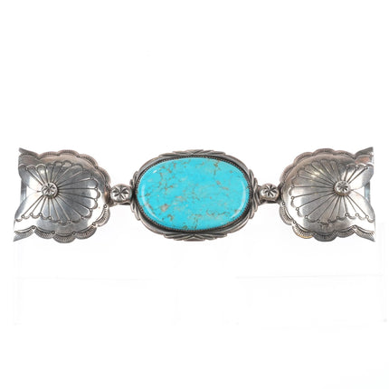 Foster Yazzie Navajo sterling silver large turquoise combo belt buckle set - Estate Fresh Austin