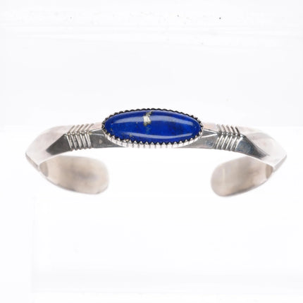 6.25" Will Denetdale Navajo sterling silver cuff bracelet with lapis lazuli - Estate Fresh Austin