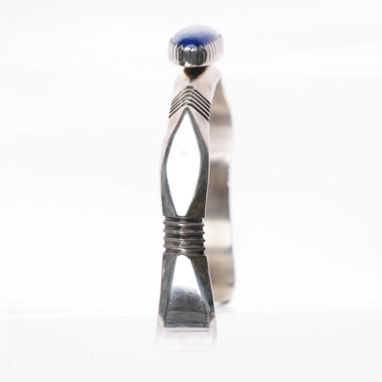 6.25" Will Denetdale Navajo sterling silver cuff bracelet with lapis lazuli - Estate Fresh Austin