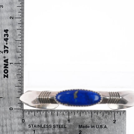 6.25" Will Denetdale Navajo sterling silver cuff bracelet with lapis lazuli - Estate Fresh Austin