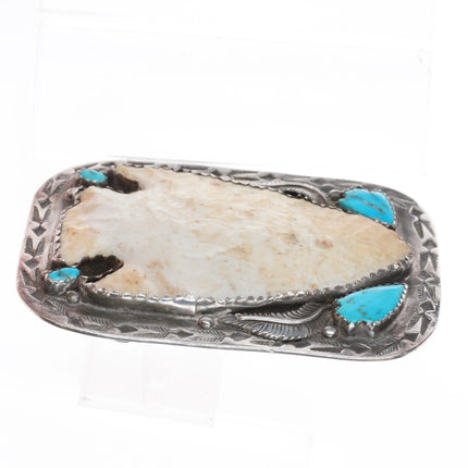 Silas & Bertie Ohmsatte Zuni sterling silver, turquoise arrowhead belt buckle - Estate Fresh Austin