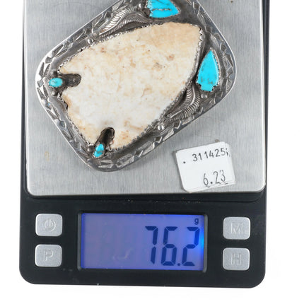 Silas & Bertie Ohmsatte Zuni sterling silver, turquoise arrowhead belt buckle - Estate Fresh Austin