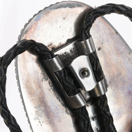 Large Vintage Navajo sterling silver petrified wood picture agate bolo tie - Estate Fresh Austin