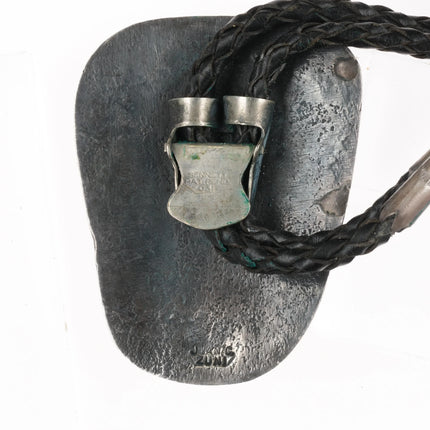 c1960 c-31 Juan Calavaza Zuni sterling silver/turquoise Rattlesnake bolo tie - Estate Fresh Austin