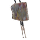 c1980 GR Arizona Shaped Sterling silver petrified wood agate southwest bolo tie - Estate Fresh Austin