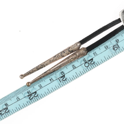 c1960 c-31 Navajo modernist sterling silver channel inlay turquoise bolo tie - Estate Fresh Austin