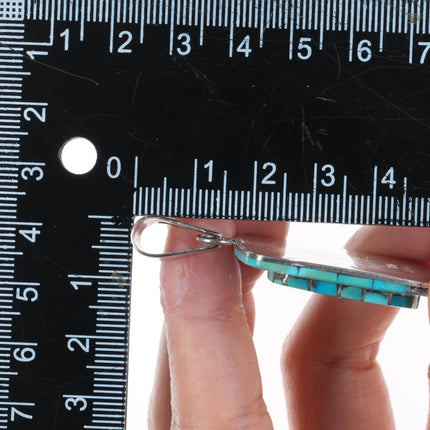 Theresa Joe Navajo Sterling silver turquoise channel inlay pendant TJO - Estate Fresh Austin