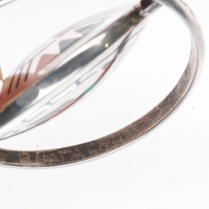 Natachu Zuni sterling silver spinner pendant knifewing inlay sunface reversible - Estate Fresh Austin