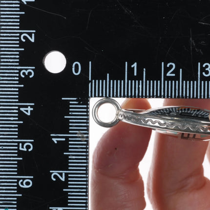 Natachu Zuni sterling silver spinner pendant knifewing inlay sunface reversible - Estate Fresh Austin