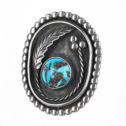 sz9 Large Vintage Native American sterling silver ring with nice turquoise - Estate Fresh Austin