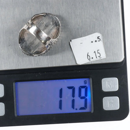 sz9.25 Large Vintage Native American sterling silver turquoise ring stamped side - Estate Fresh Austin