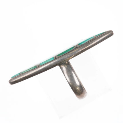 sz7.25 Frank Vacit Zuni sterling silver turquoise channel inlay long ring - Estate Fresh Austin