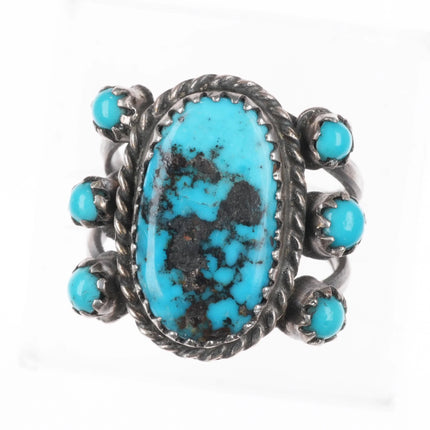 sz4.5 Vintage Navajo sterling silver snake eye turquoise ring nice center stone - Estate Fresh Austin