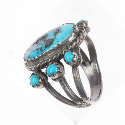 sz4.5 Vintage Navajo sterling silver snake eye turquoise ring nice center stone - Estate Fresh Austin
