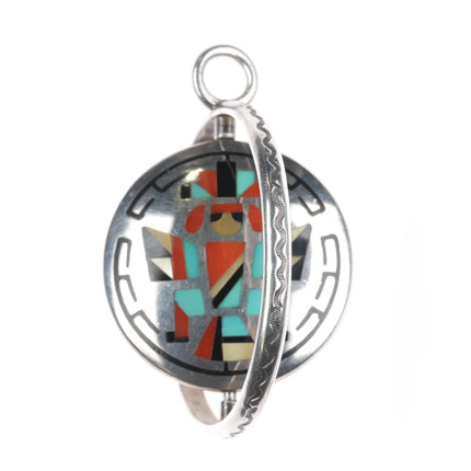 Natachu Zuni sterling silver spinner pendant knifewing inlay sunface reversible - Estate Fresh Austin