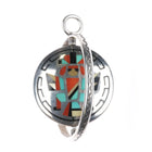 Natachu Zuni sterling silver spinner pendant knifewing inlay sunface reversible - Estate Fresh Austin