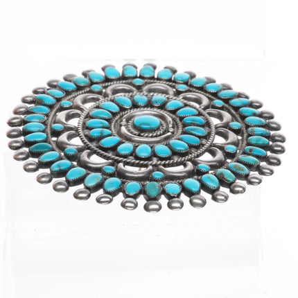 c1940's Weebothee/Ondelacy Large Zuni sterling silver turquoise cluster pin - Estate Fresh Austin