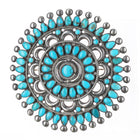 c1940's Weebothee/Ondelacy Large Zuni sterling silver turquoise cluster pin - Estate Fresh Austin
