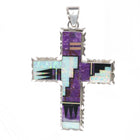 Large Melvin Francis Navajo Sterling silver, opal, sugilite, onyx cross pendant - Estate Fresh Austin