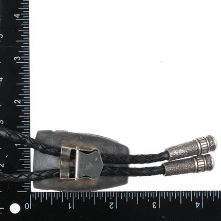 Lee Epperson Cherokee Sterling silver, turquoise/coral overlay bolo tie - Estate Fresh Austin