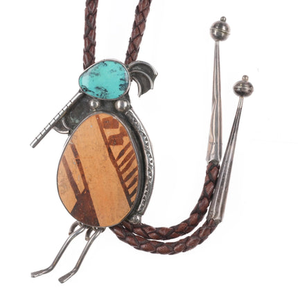 Vintage Bisbee Bob Arizona Sterling silver, turquoise, shard kokopelli bolo tie - Estate Fresh Austin