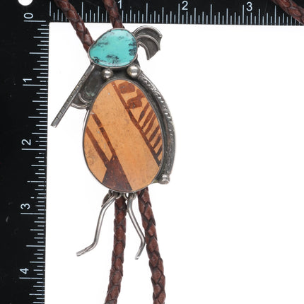Vintage Bisbee Bob Arizona Sterling silver, turquoise, shard kokopelli bolo tie - Estate Fresh Austin