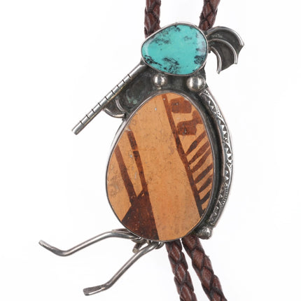 Vintage Bisbee Bob Arizona Sterling silver, turquoise, shard kokopelli bolo tie - Estate Fresh Austin