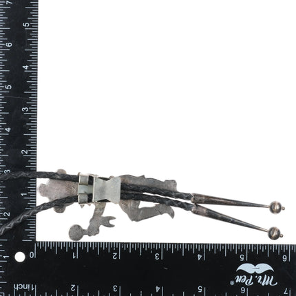 Robert Becenti Jr Vintage Navajo sterling silver Kachina figure overlay bolo tie - Estate Fresh Austin