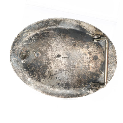 Ted Etsitty Navajo 1980's Vintage sterling silver turquoise nugget belt buckle - Estate Fresh Austin