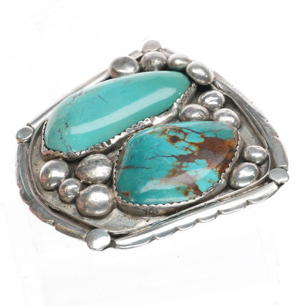 Large vintage Navajo sterling silver turquoise slab belt buckle - Estate Fresh Austin