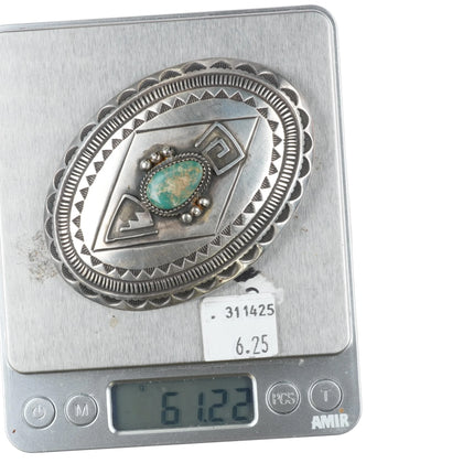 Herbert Cayatineto Navajo Large Sterling silver Royston turquoise belt buckle - Estate Fresh Austin
