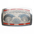 Richard Begay Navajo sterling silver, Mediterranean coral bears belt buckle - Estate Fresh Austin