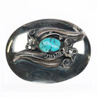Vintage nickel/sterling silver/turquoise 1970's belt buckle - Estate Fresh Austin