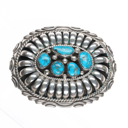 Vintage Joe Paul Navajo Sterling silver turquoise nugget belt buckle - Estate Fresh Austin