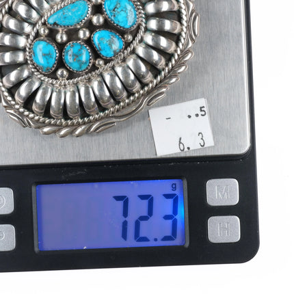 Vintage Joe Paul Navajo Sterling silver turquoise nugget belt buckle - Estate Fresh Austin